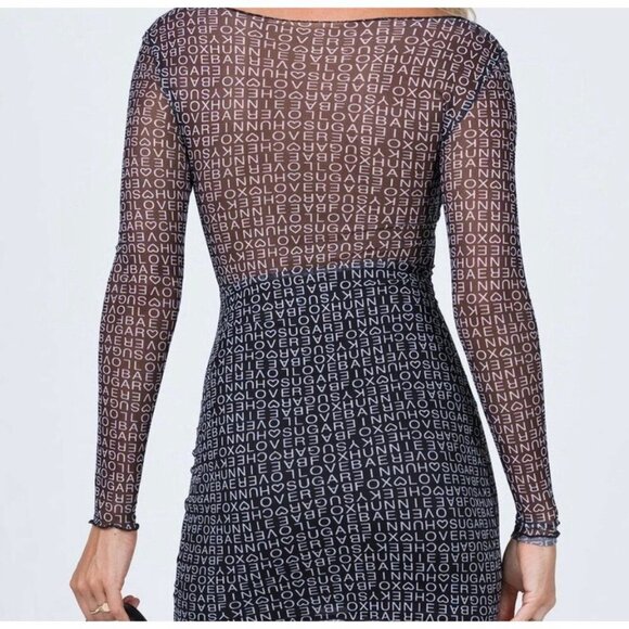Princess Polly Text Me Dress Womens 10 Black NWT Sexy Mini Sheer Cut Out E-Girl - Picture 2 of 14
